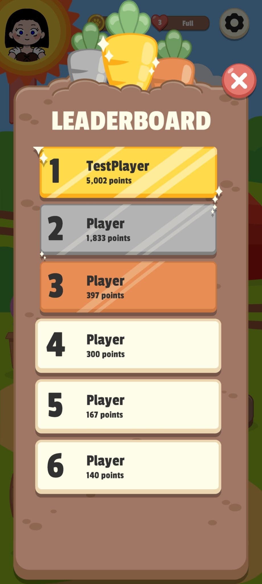 Leaderboard window