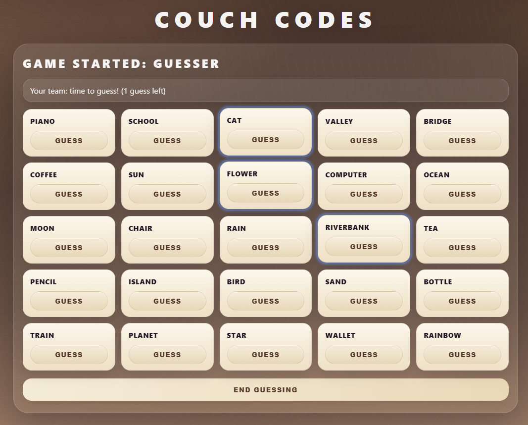 Guesser's Screen