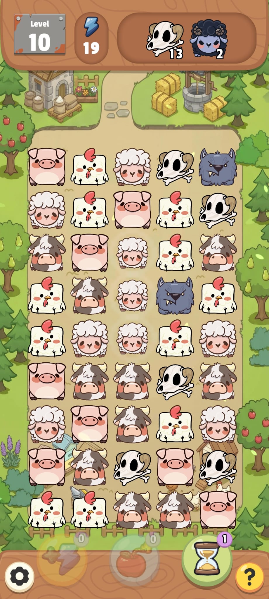 A level with bones and a black sheep