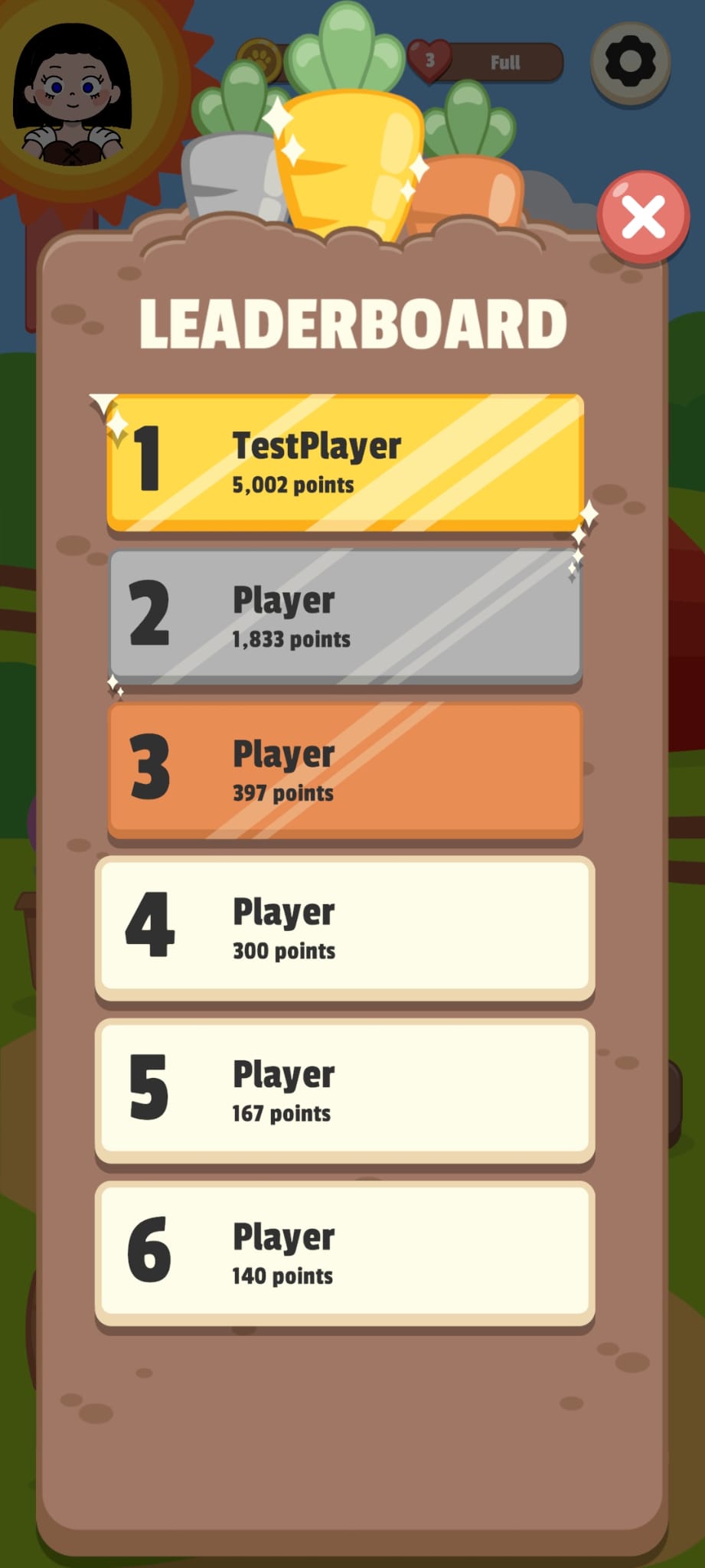 Leaderboard window